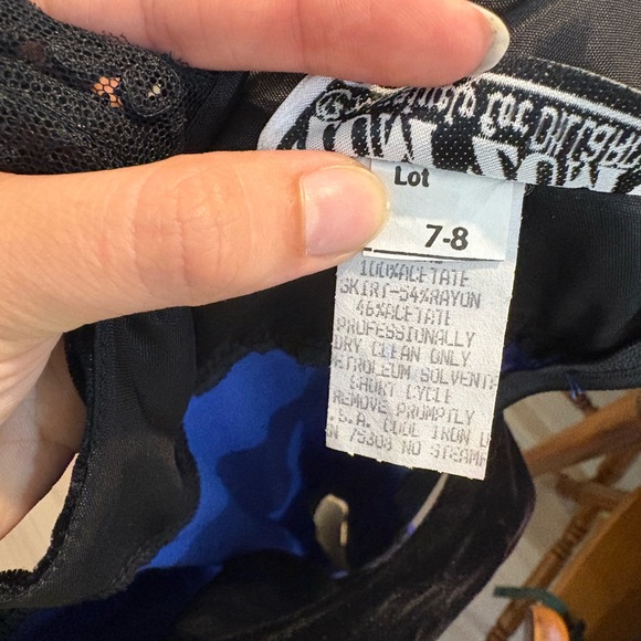 Vintage classic Blue and Black Dress, lace detail back - Picture 7 of 11